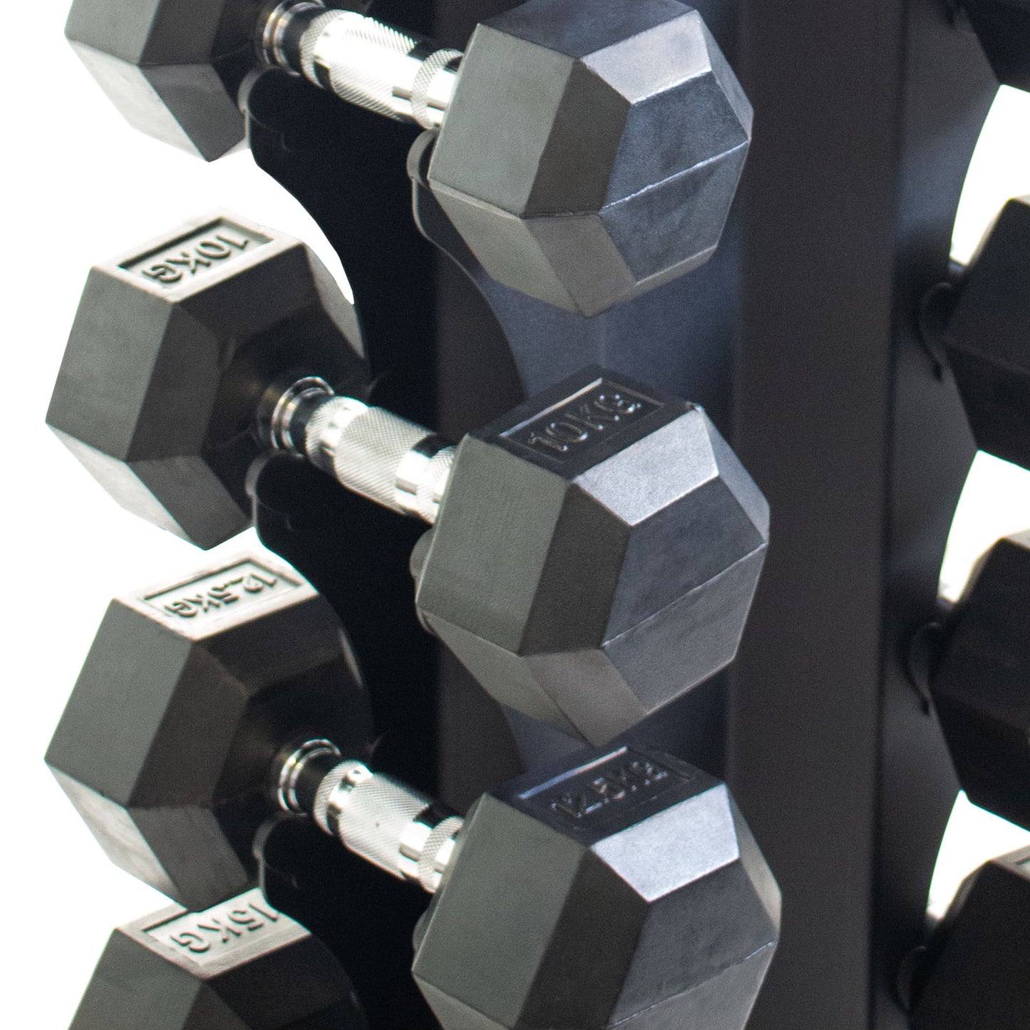Body Power 8 Pair X-Series Rack and Rubber Hex Dumbbell Set
