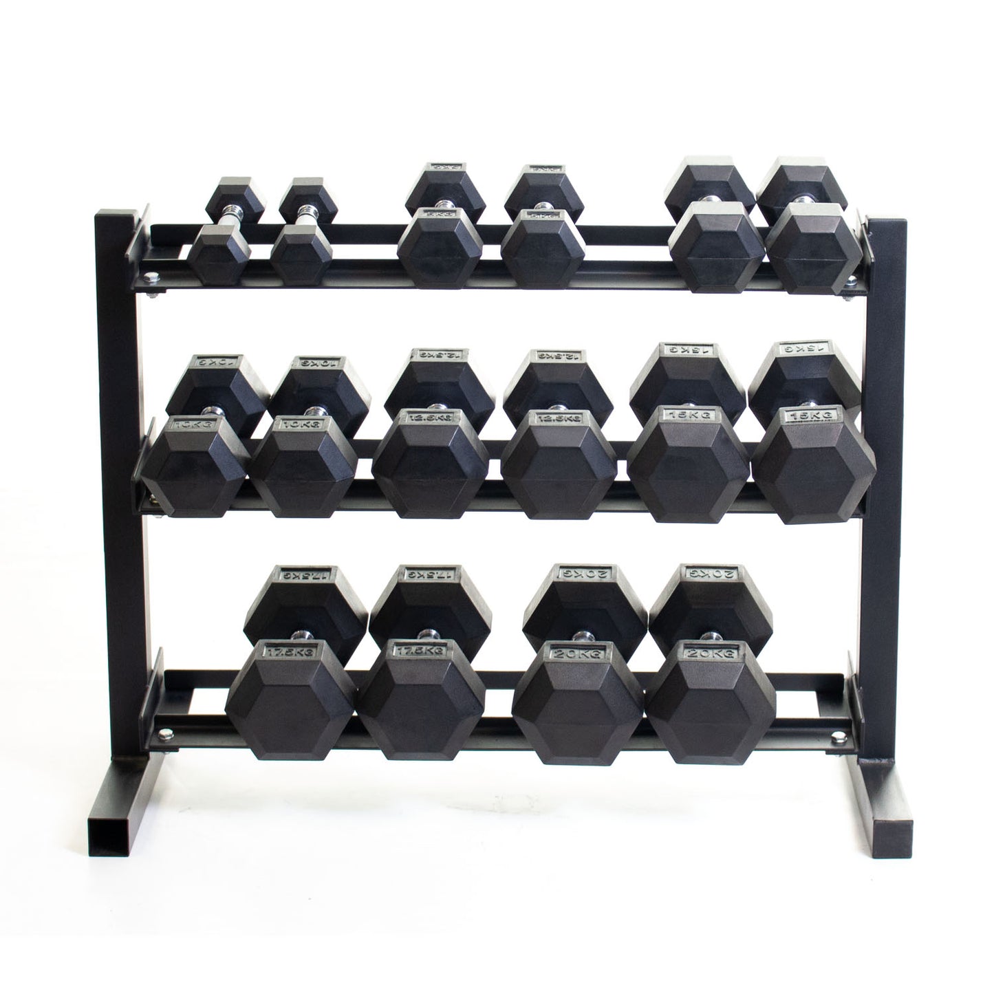 Body Power 40" Dumbbell Rack and Rubber Hex Set - 2.5 to 20kg