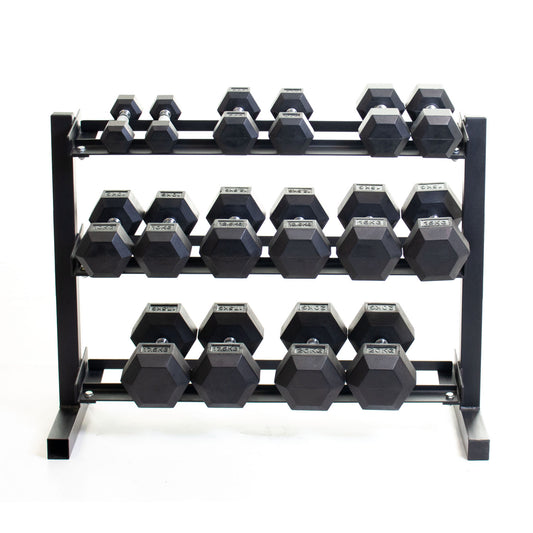 Body Power 40" Dumbbell Rack and Rubber Hex Set - 2.5 to 20kg